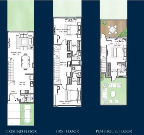Townhouse for sale in Azzar Legacy in New Cairo of 206 m² with 3 bedrooms