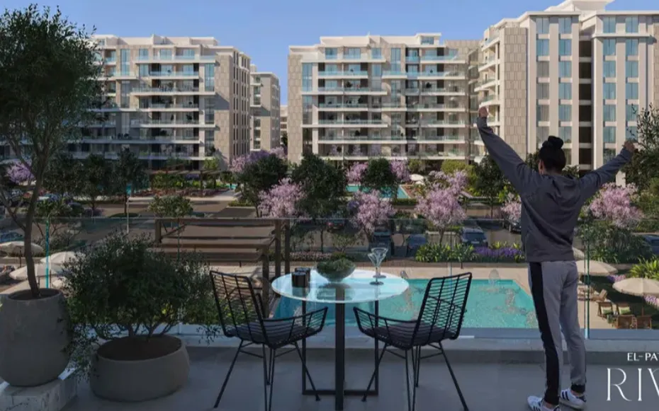 Apartment for sale in El Patio Riva in 6th settlement of 128 m² with 2 bedrooms