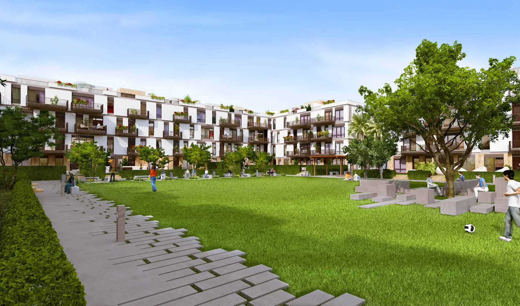 Apartment for sale in The Courtyards in 6th of October City of 218 m² with 3 bedrooms