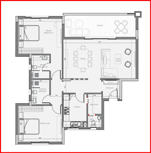 Apartment for rent in DISTRICT 5 in South New Cairo of 160 m² with 2 bedrooms