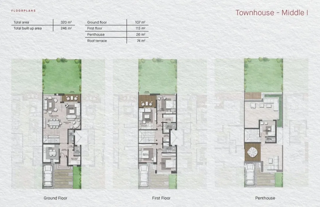 تاون هاوس للبيع في تاوني في مدينة السادس من أكتوبر بمساحة 0 م² تتكون من 3 غرف