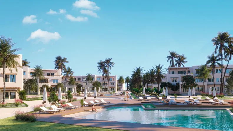 شاليه للبيع في هاسيندا ويست في رأس الحكمة بمساحة 221 م² تتكون من 3 غرف