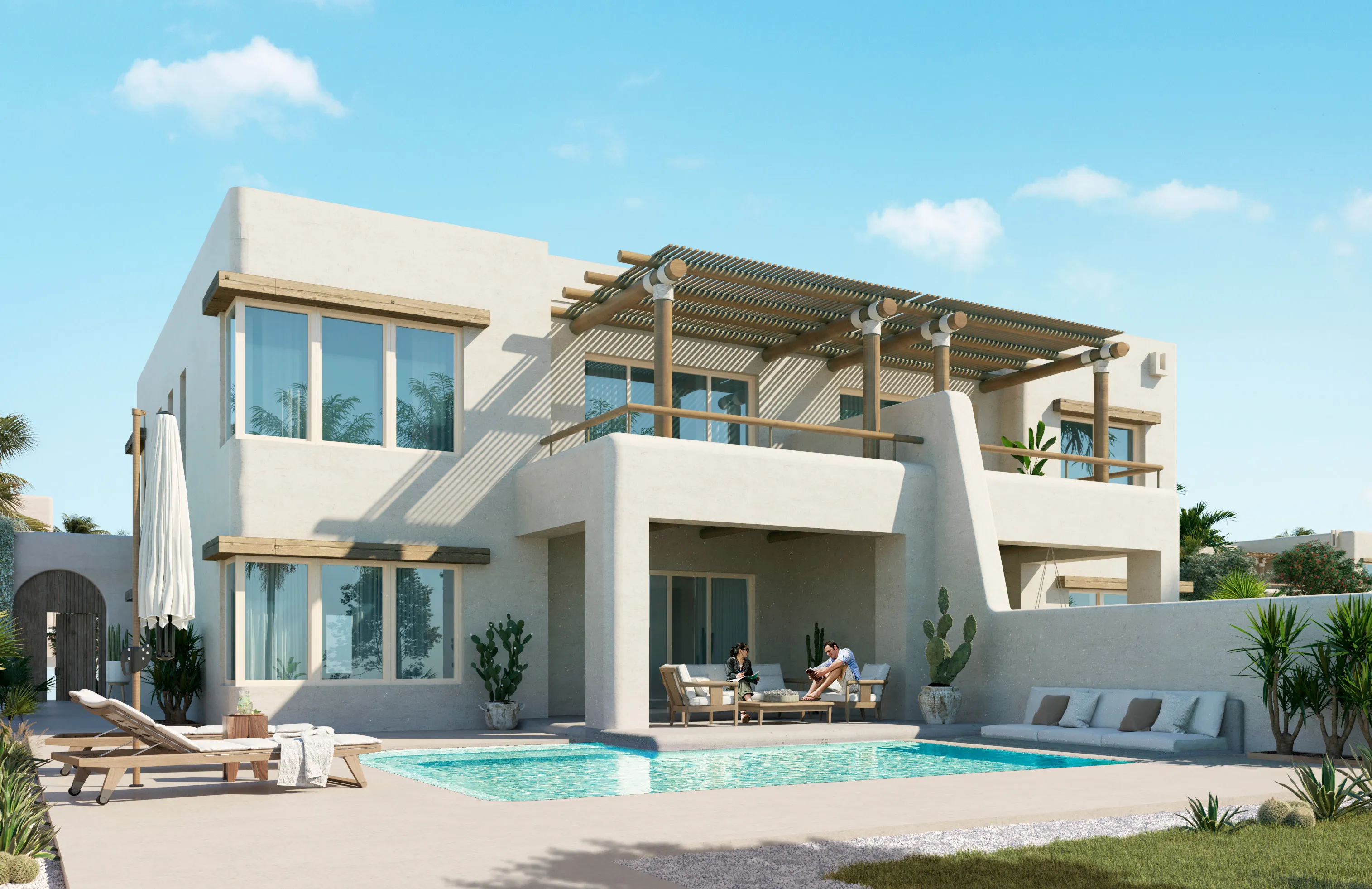 شاليه للبيع في هاسيندا ووترز  في رأس الحكمة بمساحة 106 م² تتكون من 2 غرف