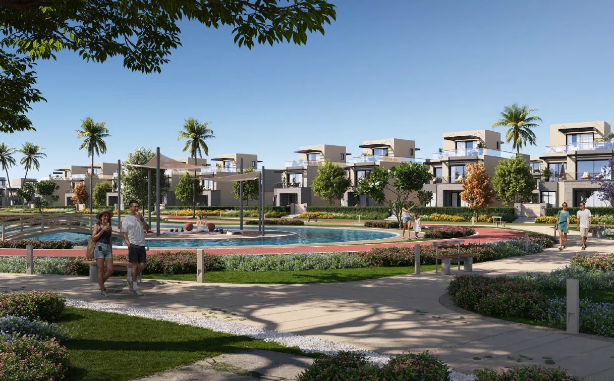 تاون هاوس للبيع في جاردن ليكس في مدينة السادس من أكتوبر بمساحة 215 م² تتكون من 3 غرف