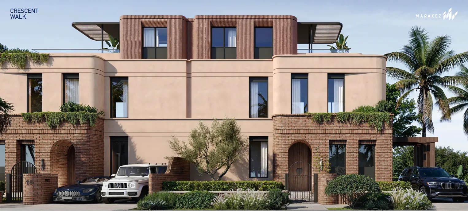 تاون هاوس للبيع في كريسنت ووك في التجمع السادس بمساحة 236 م² تتكون من 4 غرف
