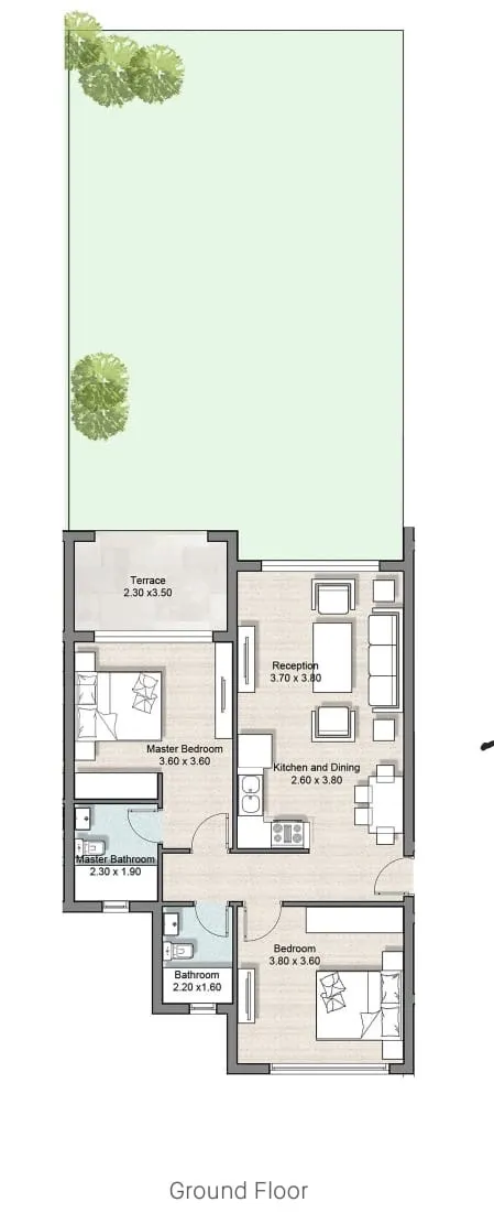 شاليه للبيع في  هايد بارك نورث - سي شور في رأس الحكمة بمساحة 0 م² تتكون من 2 غرف