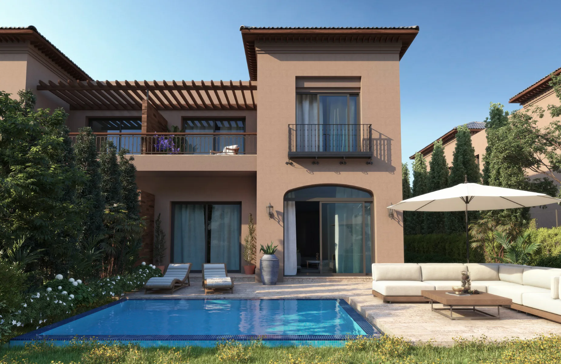 تاون هاوس للبيع في فيلدج ويست في الشيخ زايد بمساحة 221 م² تتكون من 4 غرف