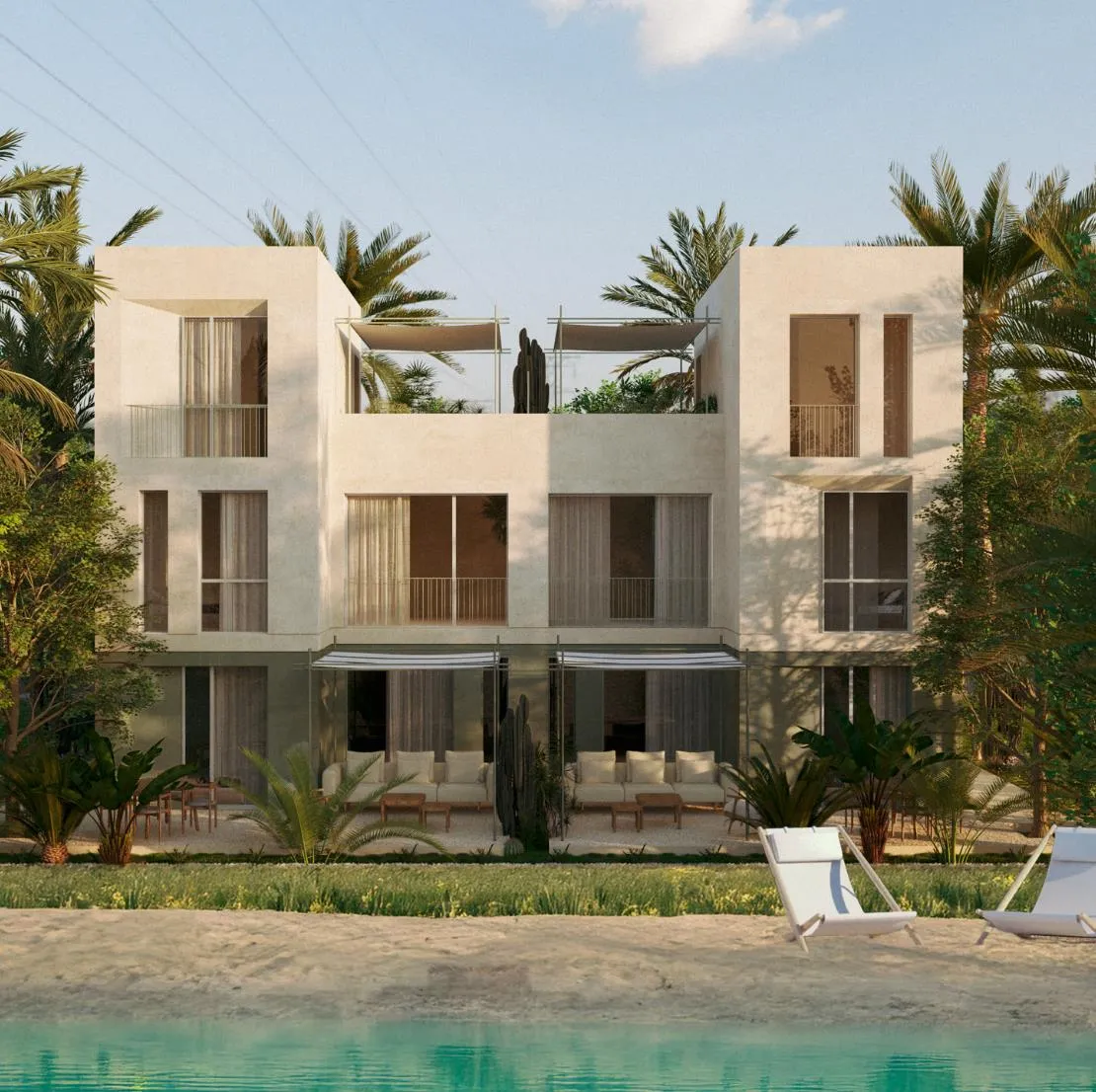 توين هاوس للبيع في جيفيرا في رأس الحكمة بمساحة 185 م² تتكون من 3 غرف